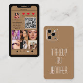 InstagramフォトグリッドモダンQRコードメイクアップアーティスト 名刺 (正面/裏面)