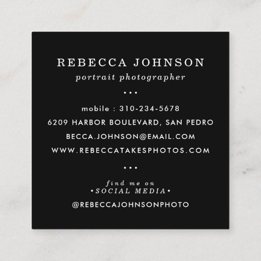 Instagramフォトグリッドライフスタイル写真 スクエア名刺 (裏面)