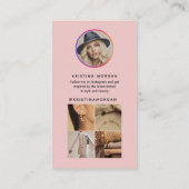 Instagramフォトグリッド後を追プロファイル赤面ピンク 名刺 (裏面)