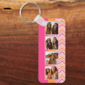Instagramフォトコラージホットピンクオレンジシェブロン キーホルダー (正面)