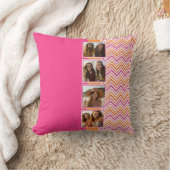 Instagramフォトコラージホットピンクオレンジシェブロン クッション (ブランケット)