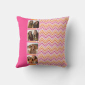 Instagramフォトコラージホットピンクオレンジシェブロン クッション (裏面)