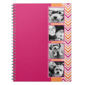 Instagramフォトコラージホットピンクオレンジシェブロン ノートブック (正面)