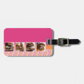 Instagramフォトコラージホットピンクオレンジシェブロン ラゲッジタグ (正面横)