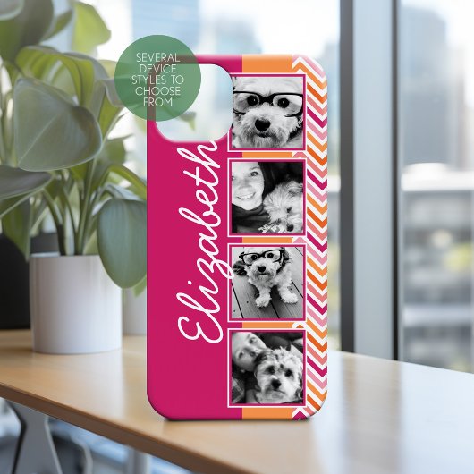 Instagramフォトコラージホットピンクオレンジシェブロン Case-Mate iPhoneケース