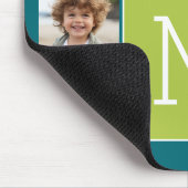 Instagramフォトコラージモノグラム – 青とライム マウスパッド (コーナー)