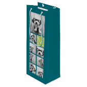 Instagramフォトコラージモノグラム – 青とライム ワインギフトバッグ (正面アングル)