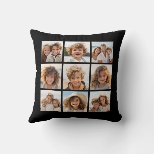 Instagramフォトコラージュと9つの正方形の写真 クッション (裏面)