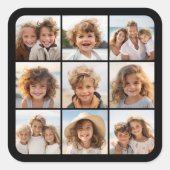 Instagramフォトコラージュと9つの正方形の写真 スクエアシール (正面)