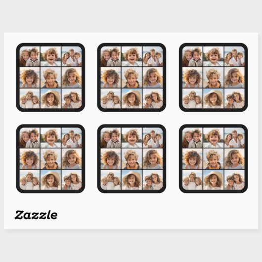 Instagramフォトコラージュと9つの正方形の写真 スクエアシール (シート)