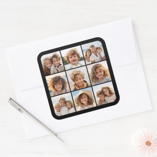 Instagramフォトコラージュと9つの正方形の写真 スクエアシール (封筒)