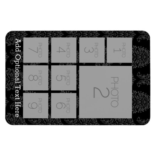 Instagramフォトコラージュと9つの正方形の写真 マグネット (横)