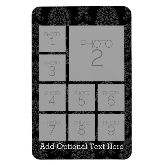 Instagramフォトコラージュと9つの正方形の写真 マグネット (縦)