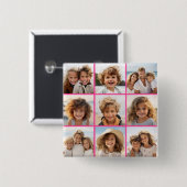 Instagramフォトコラージュと9つの正方形の写真 缶バッジ (正面&裏面)