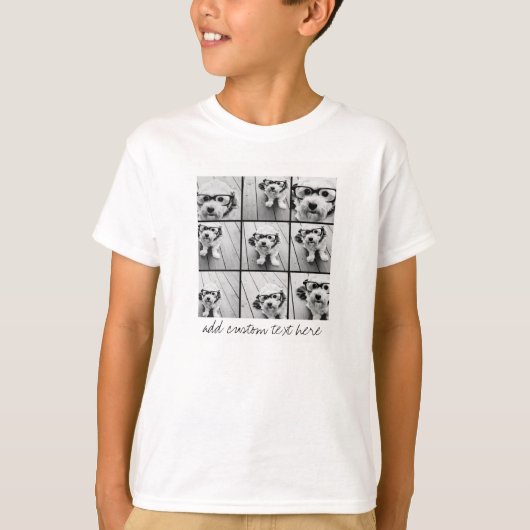 Instagramフォトコラージュと9つの正方形の写真 Tシャツ (正面)