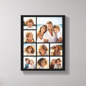 Instagramフォトコラージュと9枚の写真 キャンバスプリント (正面)