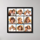 Instagramフォトコラージュと9枚の写真 キャンバスプリント (正面)