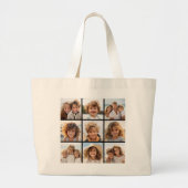 Instagramフォトコラージュと9枚の写真 ラージトートバッグ (正面)