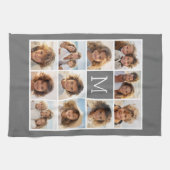 Instagramフォトコラージュカスタムモノグラム炭 キッチンタオル (横)