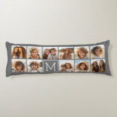 Instagramフォトコラージュカスタムモノグラム炭 ボディピロー (裏面)