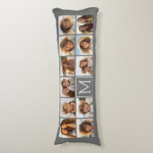 Instagramフォトコラージュカスタムモノグラム炭 ボディピロー (正面縦)