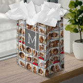 Instagramフォトコラージュカスタムモノグラム炭 ミディアムペーパーバッグ