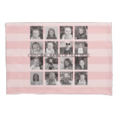 Instagramフォトコラージュ最大16枚の写真赤面ピンク 枕カバー (正面)