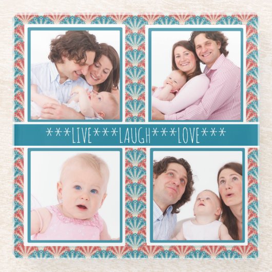 Instagramフォトコラージュ装飾模様 ガラスコースター (正面)