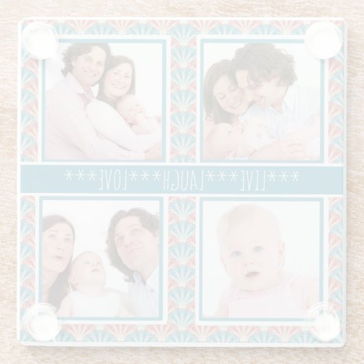 Instagramフォトコラージュ装飾模様 ガラスコースター (裏面)