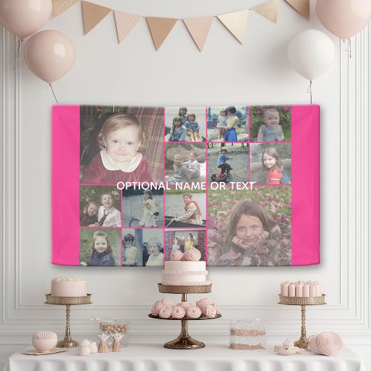 Instagramフォトコラージュ14 – ホットピンクを編集できる 横断幕