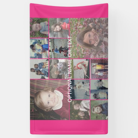 Instagramフォトコラージュ14 – ホットピンクを編集できる 横断幕 (縦)