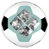 Instagramフォトコラージュ4写真 – 青ストライプ色の サッカーボール (回転)