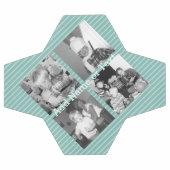 Instagramフォトコラージュ4写真 – 青ストライプ色の サッカーボール (フラット)