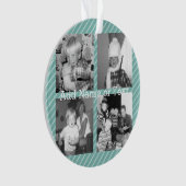 Instagramフォトコラージュ4写真 – 青ストライプ色 オーナメント (正面)