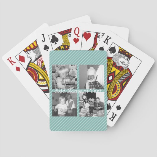 Instagramフォトコラージュ4写真 – 青ストライプ色 トランプ (裏面)