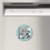 Instagramフォトコラージュ4写真 – 青ストライプ色 マグネット (インサイチュ (食洗機))