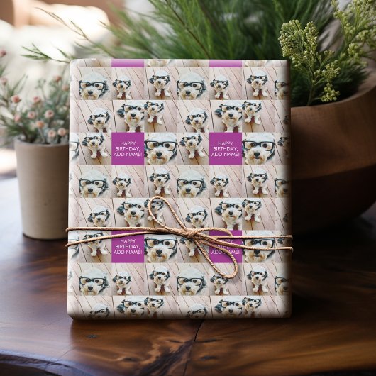 Instagramフォトコラージュ8枚の写真とカスタム文字 ラッピングペーパー