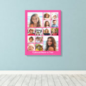 Instagramフォトコラージュ - ピンク色の最大14枚の写真 キャンバスプリント (インサイチュ (ウッドフロア))