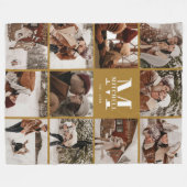 Instagramフォトコラージュ | ボホマスタードモノグラム フリースブランケット (正面(横))