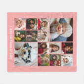 Instagramフォトコラージュ – 最大14枚の写真ピーチ フリースブランケット (正面(横))