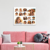 Instagramフォトコラージュ – 最大14枚の写真ホワイト キャンバスプリント (インサイチュ (リビング))