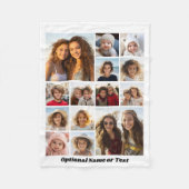 Instagramフォトコラージュ – 最大14枚の写真ホワイト フリースブランケット (正面)