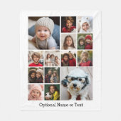 Instagramフォトコラージュ – 最大14枚の写真ホワイト フリースブランケット (正面)