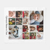 Instagramフォトコラージュ – 最大14枚の写真ホワイト フリースブランケット (正面(横))