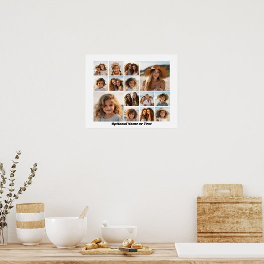 Instagramフォトコラージュ – 最大14枚の写真ホワイト ポスター (キッチン)