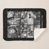 Instagramフォトコラージュ – 最大14枚の写真黒 シェルパブランケット (正面(横))