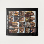 Instagramフォトコラージュ – 最大14枚の写真黒 タペストリー (正面(横))