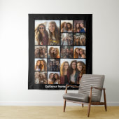 Instagramフォトコラージュ – 最大14枚の写真黒 タペストリー (インサイチュ)