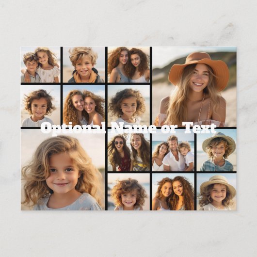 Instagramフォトコラージュ – 最大14枚の写真黒 ポストカード (正面)