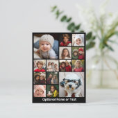 Instagramフォトコラージュ – 最大14枚の写真黒 ポストカード (スタンド正面)